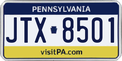 PA license plate JTX8501