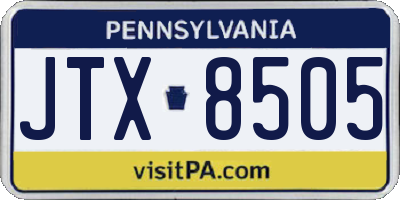 PA license plate JTX8505