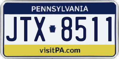PA license plate JTX8511