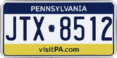 PA license plate JTX8512