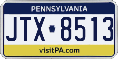PA license plate JTX8513