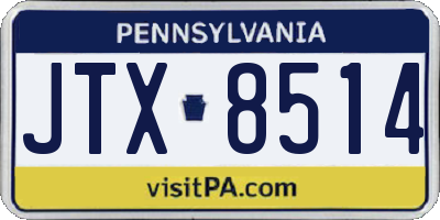 PA license plate JTX8514