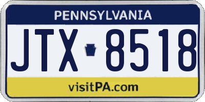 PA license plate JTX8518