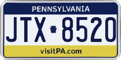 PA license plate JTX8520