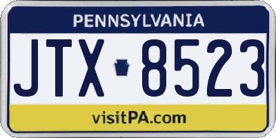 PA license plate JTX8523