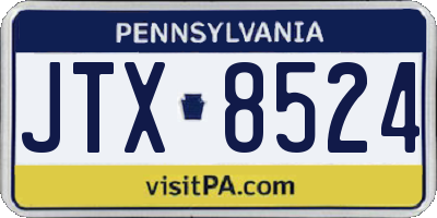 PA license plate JTX8524