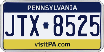 PA license plate JTX8525