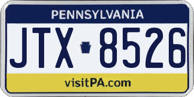 PA license plate JTX8526