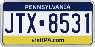 PA license plate JTX8531