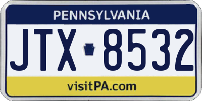 PA license plate JTX8532