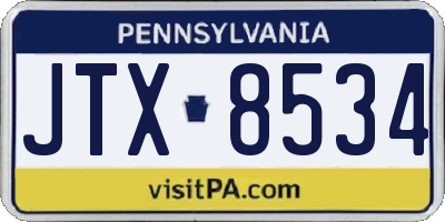 PA license plate JTX8534