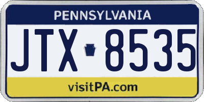 PA license plate JTX8535