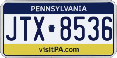 PA license plate JTX8536