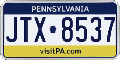 PA license plate JTX8537