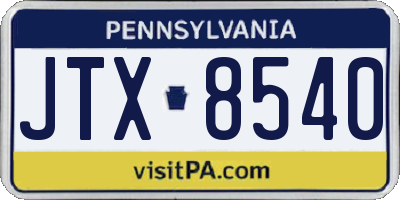 PA license plate JTX8540