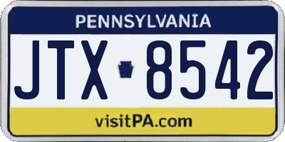 PA license plate JTX8542
