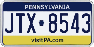 PA license plate JTX8543