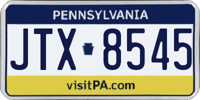 PA license plate JTX8545