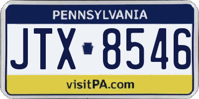 PA license plate JTX8546