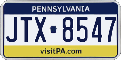 PA license plate JTX8547
