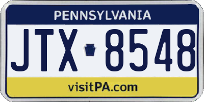 PA license plate JTX8548