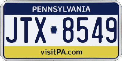 PA license plate JTX8549