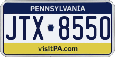 PA license plate JTX8550