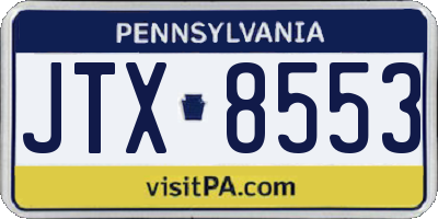 PA license plate JTX8553