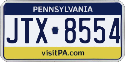 PA license plate JTX8554