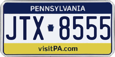 PA license plate JTX8555