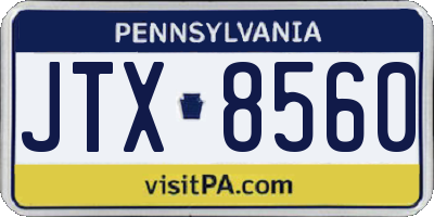 PA license plate JTX8560