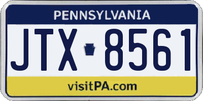 PA license plate JTX8561