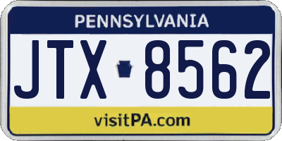 PA license plate JTX8562