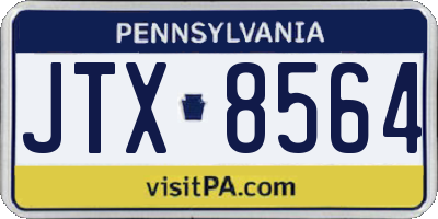 PA license plate JTX8564