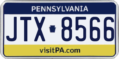 PA license plate JTX8566