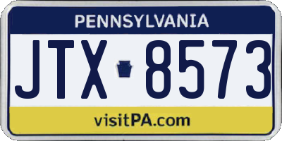 PA license plate JTX8573