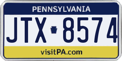 PA license plate JTX8574