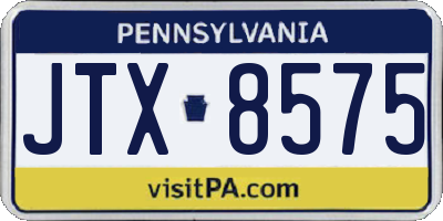 PA license plate JTX8575