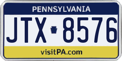 PA license plate JTX8576