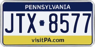 PA license plate JTX8577