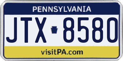 PA license plate JTX8580
