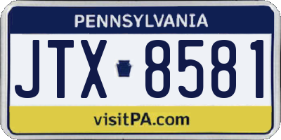 PA license plate JTX8581