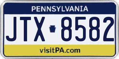 PA license plate JTX8582