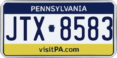 PA license plate JTX8583