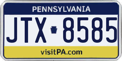 PA license plate JTX8585