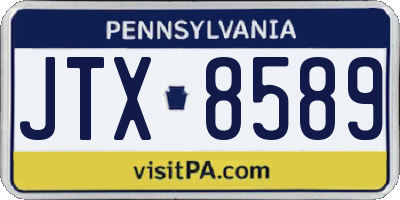 PA license plate JTX8589