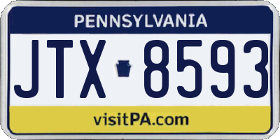 PA license plate JTX8593