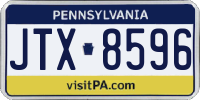 PA license plate JTX8596