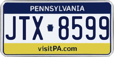 PA license plate JTX8599