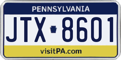 PA license plate JTX8601